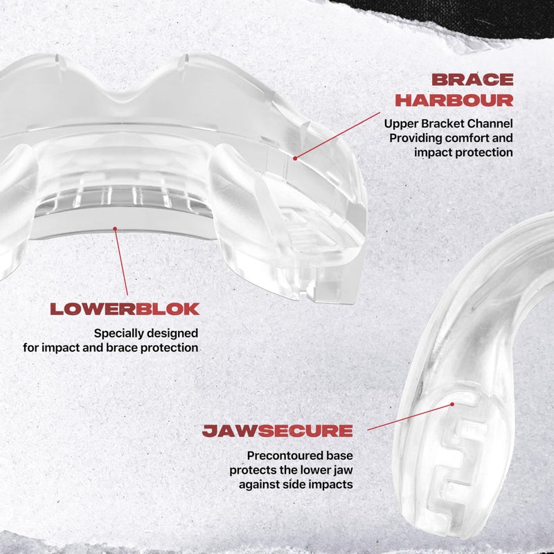 SafeJawz Mouthguard for Braces  One Size Re-Mouldable Mouth Guard with Case for Boxing  Basketball  Football  MMA  Lacrosse  Hockey and All Contact Sports (Transparent) - Image 3